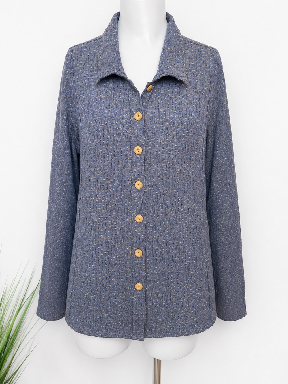 FLAX 100% Linen Blue Button Front Shirt Jacket Small